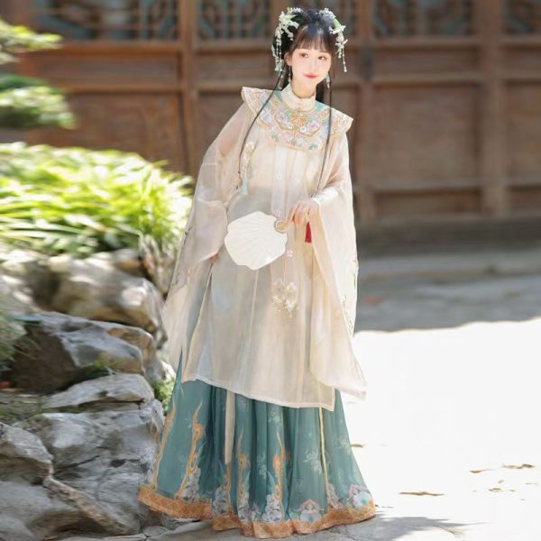 Robe Hanfu chinoise bleu-blanc pour femmes, tenue de la dynastie Ming, tenue traditionnelle chinoise 5, robe Hanfu chinoise bleue/blanche pour femmes | Tenue de la dynastie Ming | Costume traditionnel chinois