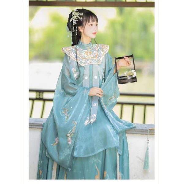 Bluewhite Vestido Hanfu Chinês Para Mulheres Traje da Dinastia Ming Traje Tradicional Chinês 6 Azul/Branco Vestido Hanfu Chinês para Mulheres Traje da Dinastia Ming | Traje Tradicional Chinês