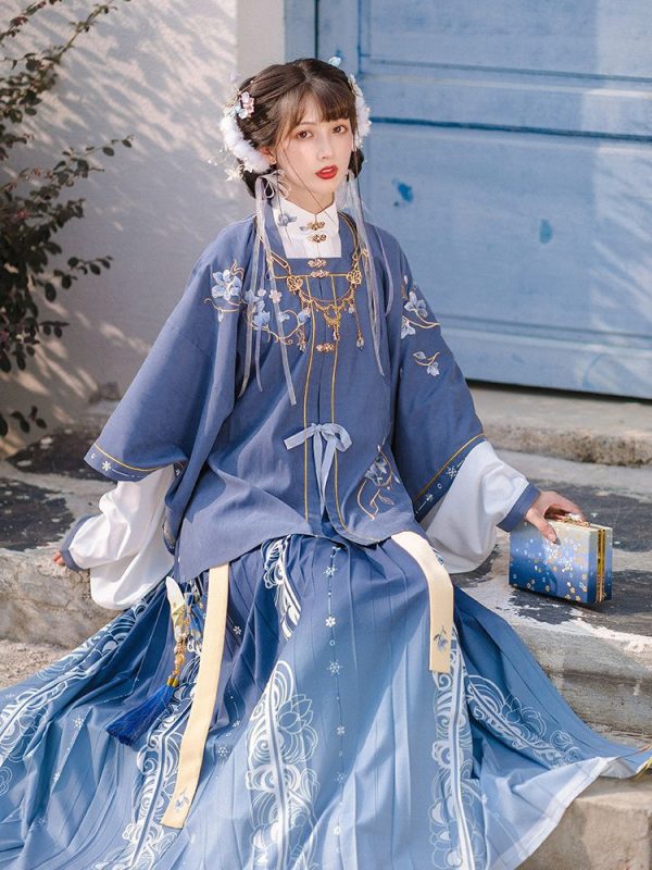 Traditionelles chinesisches Kostüm für Frauen | Kleidung aus der Ming-Dynastie | Asiatisches blaues Hanfu-Kleid 1 Traditionelles chinesisches Kostüm für Frauen | Kleidung aus der Ming-Dynastie | Asiatisches blaues Hanfu-Kleid