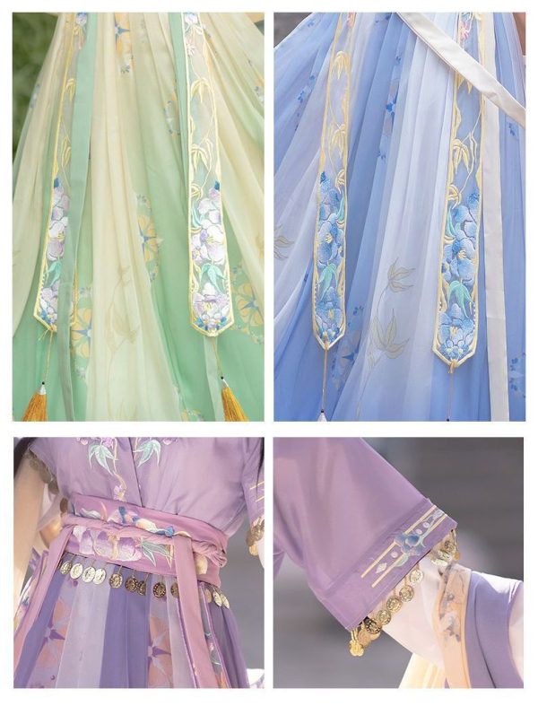 Traditionelles chinesisches blaues Seidengewand, Song-Dynastie, China, Hanfu-Kleid für Frauen 4 Traditionelles chinesisches blaues Seidengewand, Song-Dynastie, China, Hanfu-Kleid für Frauen