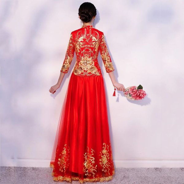 Chinese Traditional Wedding Dress 2 Pieces Floral Red Dress Women Asian Outfit For Wedding 7 Chinese Traditional Wedding Dress |2 Pieces Floral Red Dress | Women Asian Outfit for Wedding