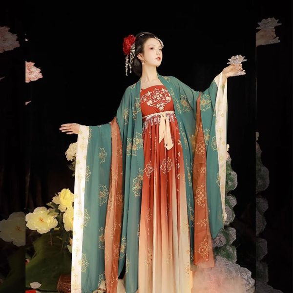 Roupas Típicas Chinesas da Dinastia Tang Vestido Hanfu Vermelho e Verde Para Mulheres 1 Roupas Típicas Chinesas da Dinastia Tang | Vestido Hanfu vermelho e verde para mulheres