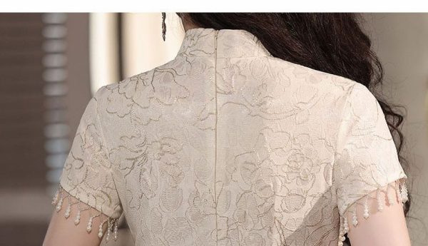 Long Silk White Qipao Dress Asia Traditional Clothing Silky White Wedding Cheongsam Dress 4 Rotated Long Silk White Qipao Dress | Asia Traditional Clothing | Silky White Wedding Cheongsam Dress