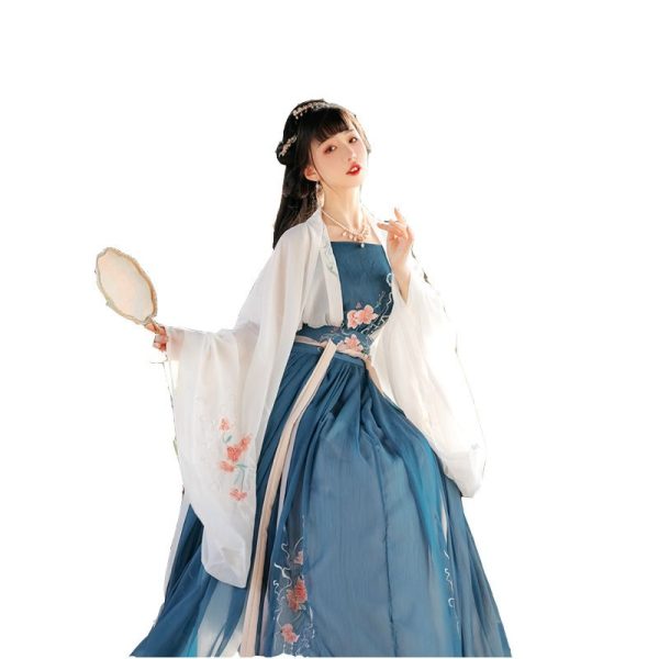 Pakaian Tradisional Hanfu Cina Pakaian Cina Kuno Pakaian Dinasti Tang Biru Putih 6 Pakaian Tradisional Hanfu Cina | Pakaian Tiongkok Kuno | Pakaian Dinasti Tang Biru dan Putih