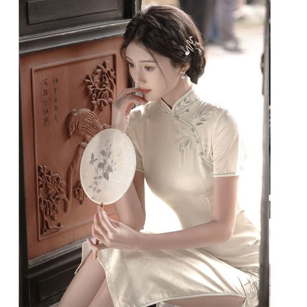 Women White Silk Outfit White Chinese Collar Dress Silk White Long Qipao Dress 3 Women White Silk Outfit | White Chinese Collar Dress | Silk White Long Qipao Dress