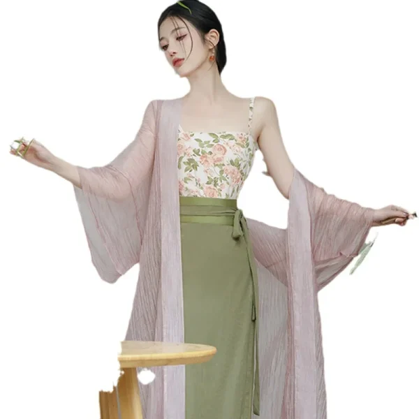 Kf S4db7ef2634204f2ca47986e2df7bacc6s Femmes Qipao Ensemble Elégant Vintage Hanfu Clothes Improved Chinese Style Dresses Cheongsams Mesh Cardigan Robe Print Femmes Qipao Ensemble Elégant Vintage Hanfu Clothes Improved Chinese Style Dresses Cheongsams Mesh Cardigan Robe Print Flower Vestidos