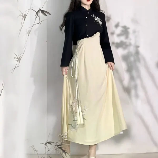 Kf S81cc4a8dad7343beaf81f95ceb8a1efe5 2024 Chinese Daily Improved Hanfu Coat Dress Suit Lady Graceful Modern Daily Hanfu Dress Set Vintage chinese daily improved hanfu coat dress suit lady graceful modern daily hanfu dress set vintage style improved hanfu dress