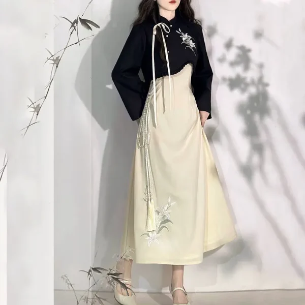 Kf S84f1363bf05b47daaf73cf28b9e9874da 2024 Chinese Daily Improved Hanfu Coat Dress Suit Lady Graceful Modern Daily Hanfu Dress Set Vintage chinese daily improved hanfu coat dress suit lady graceful modern daily hanfu dress set vintage style improved hanfu dress