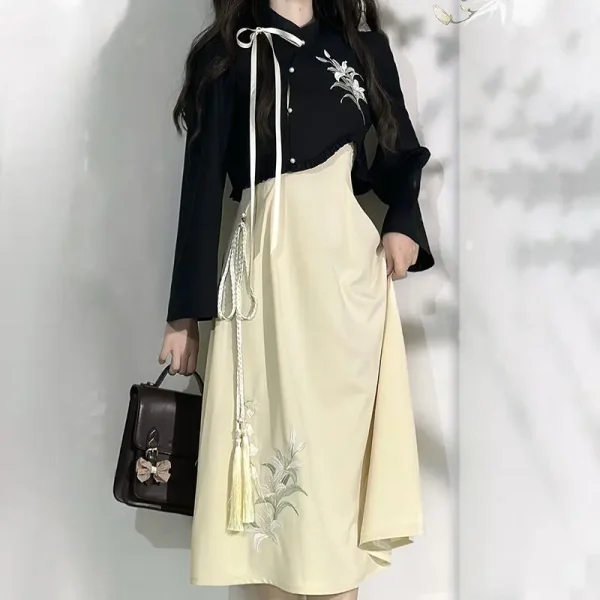 Kf Scf65d01eecac4a9fb62a14e0f375cf8eg 2024 Chinese Daily Improved Hanfu Coat Dress Suit Lady Graceful Modern Daily Hanfu Dress Set Vintage chinese daily improved hanfu coat dress suit lady graceful modern daily hanfu dress set vintage style improved hanfu dress