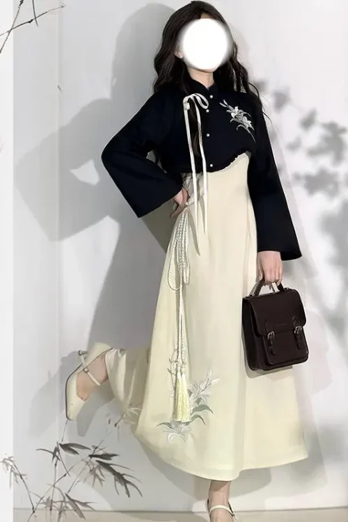 Kf Sf1580ae449a5443ca90f424fde78e7a2v 2024 Chinese Daily Improved Hanfu Coat Dress Suit Lady Graceful Modern Daily Hanfu Dress Set Vintage chinese daily improved hanfu coat dress suit lady graceful modern daily hanfu dress set vintage style improved hanfu dress