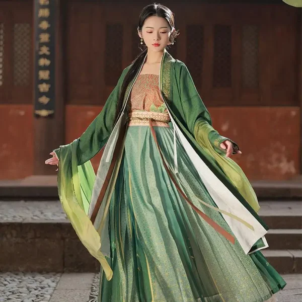 Kf H003b71612f7a46e99c195840836abc5bz Improved Golden Branches And Jade Leaves Song Hanfu Women S Spring Summer And Autumn Green Raccoon improved , golden branches and jade leaves, Song Hanfu women's spring, summer and autumn green raccoon skirt, Chinese style