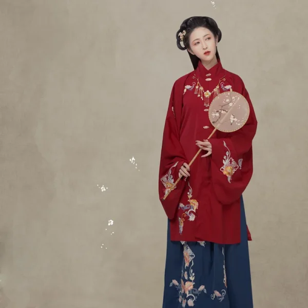 Kf H150dc4a7e2c145a1aaeb08132d95a5d3z Wyjn Red Blue Ming Dynasty Wide Sleeve Costume Female Horse Face Dress Delicate Embroidery Hanfu Princess WYJN Red Blue Ming Dynasty Wide Sleeve Costume Female Horse-Face Dress Delicate Embroidery Hanfu Princess Drama Photography