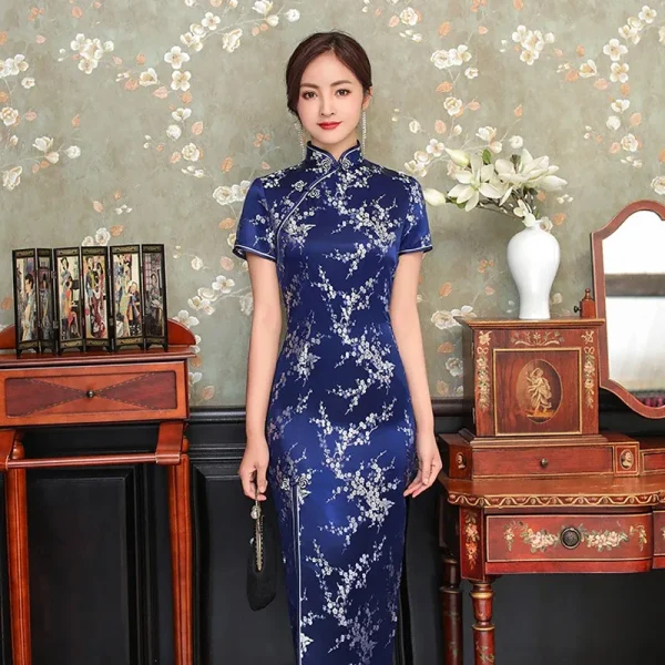 Kf H364fd953983540499f69e54651c19ee30 Elegant New Brocade Satin Long Fork Cheongsam Chinese Classic Women S Qipao Short Sleeve Sexy Wedding Elegant New Brocade Satin Long Fork Cheongsam Chinese Classic Women's Qipao Short Sleeve Sexy Wedding Evening Party Dress 4XL