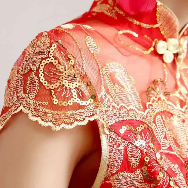 Kf H4654825e06454c269ce24d37353da222j Female Long Short Sleeve Cheongsam Gold Sequin And Embroidery Chinese Traditional Dress Women Qipao Red Chinese Female Long Short Sleeve Cheongsam Gold Sequin and Embroidery Chinese Traditional Dress Women Qipao Red Chinese Wedding Dress