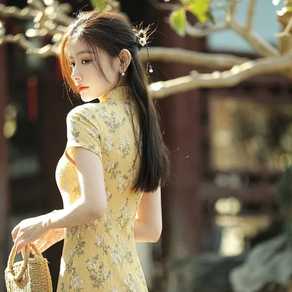 Kf H47a82807756e417cb2888c8bb9608bd0e New Style Cheongsam Summer Young Small Modified Party Dress Yellow Girl Temperament Long Dress Qipao Vestidos New Style Cheongsam Summer Young Small Modified Party Dress Yellow Girl Temperament Long Dress Qipao Vestidos Vestido De Noche