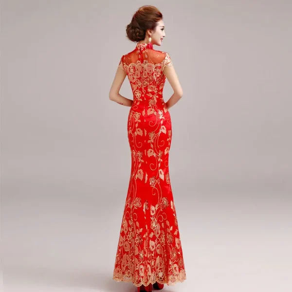 Kf H63ffdc8a7d194c538507d9401ce4e268s Female Long Short Sleeve Cheongsam Gold Sequin And Embroidery Chinese Traditional Dress Women Qipao Red Chinese Female Long Short Sleeve Cheongsam Gold Sequin and Embroidery Chinese Traditional Dress Women Qipao Red Chinese Wedding Dress