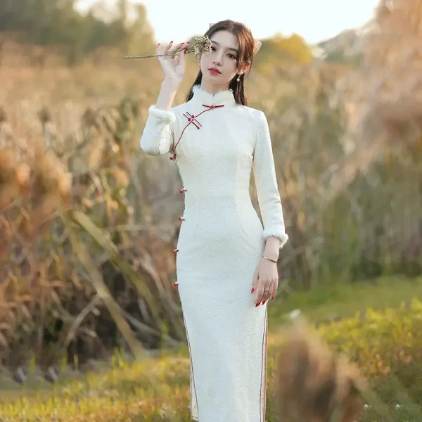 Kf H68b7fd5178174164886ad5d2c796e1b7i Long Cheongsam 2021 New Winter Improvement Young Women Plus Velvet Thick Elegant Lace Retro Autumn And Long Cheongsam New Winter Improvement Young Women Plus Velvet Thick Elegant Lace Retro Autumn and Winter