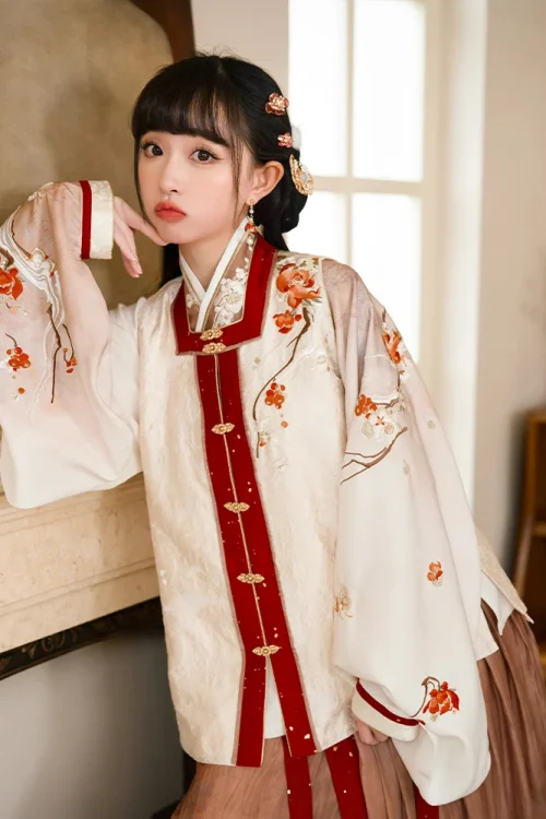 Kf H74c6d19f85314228b7f917cda638e280f Estilo chinês Gola quadrada Curta A Gola cruzada Camisa curta Saia plissada Dinastia Ming Vestido Hanfu Estilo chinês Gola quadrada Curta A Gola cruzada Camisa curta Saia plissada Dinastia Ming Vestido Hanfu Feminino Traje de inverno