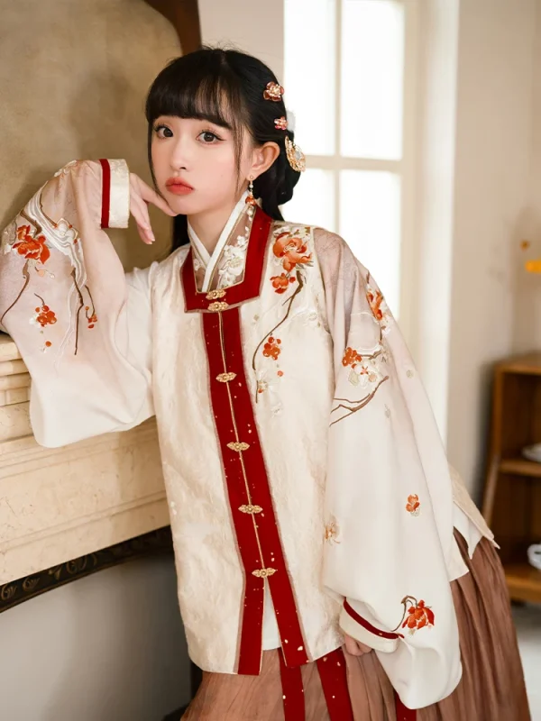 Kf H74c6d19f85314228b7f917cda638e280f Chinese Style Square Collar Short A Cross Collar Short Shirt Pleated Skirt Ming Dynasty Hanfu Dress Chinese Style Square Collar Short A Cross Collar Short Shirt Pleated Skirt Ming Dynasty Hanfu Dress Women Winter Costume