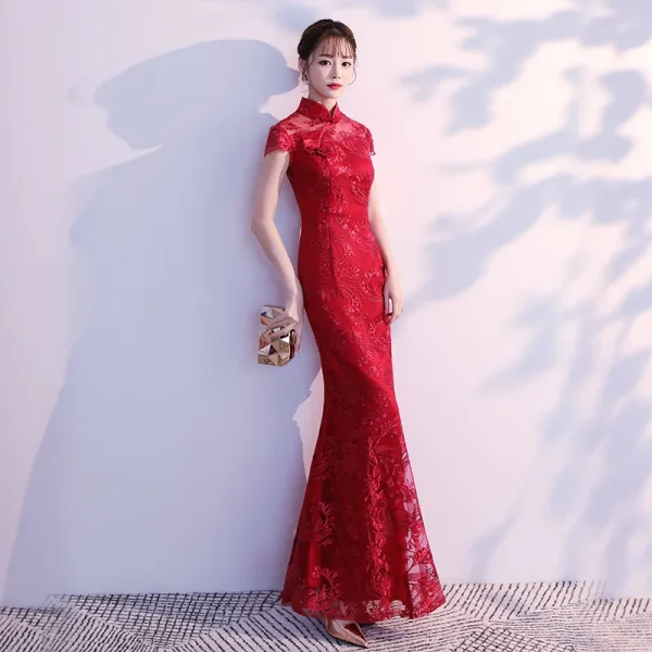 Kf H8494cab6e01a414f868f36936aad0b6fh Lace Mermaid Chinese Style Lady Cheongsam Long Tight Elegant Dress Big Size 3xl Vestidso Vintage Red Lace Mermaid Chinese Style Lady Cheongsam Long Tight Elegant Dress Big Size 3XL Vestidso Vintage Red Bride Wedding Qipao