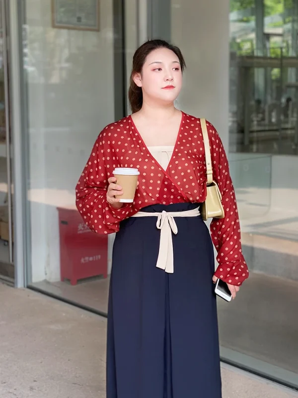 Kf H9125625b9c3a4a2bb047d2f8a286bc02f Song Dynasty Aircraft Sleeve Skirt Daily Hanfu Dress For Women Polka Dot Design Sweet Improved Hanfu Song Dynasty Aircraft Sleeve Skirt Daily Hanfu Dress For Women Polka Dot Design Sweet Improved Hanfu Costume