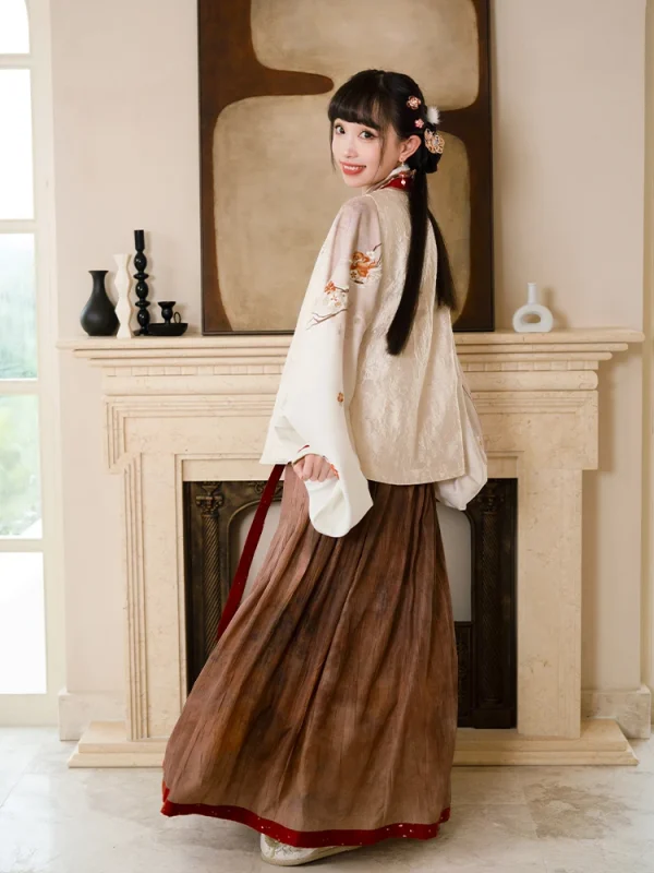 Kf H94f8e855f3e24108999873b23db92c97v Chinese Style Square Collar Short A Cross Collar Short Shirt Pleated Skirt Ming Dynasty Hanfu Dress Chinese Style Square Collar Short A Cross Collar Short Shirt Pleated Skirt Ming Dynasty Hanfu Dress Women Winter Costume