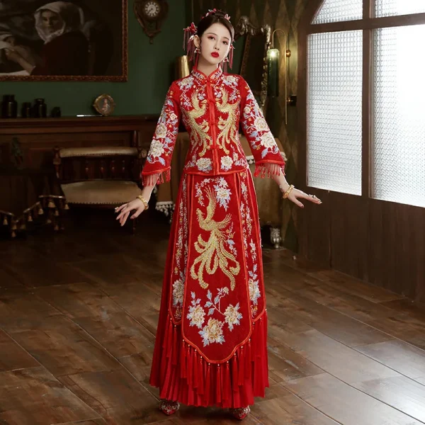 Kf H9579dee64bf448d5ae4a20882b0ce372l Red Size 4xl 5xl 6xl Bride Dress Wedding Dress Retro Dress Chinese Cheongsam Dress The Bride Red Size 4XL 5XL 6XL Bride Dress Wedding Dress Retro Dress Chinese Cheongsam Dress The Bride Toast Clothing Long Section