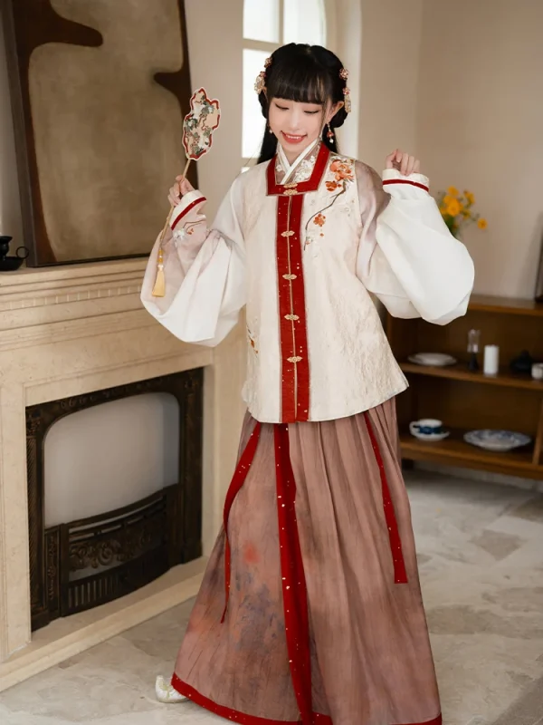 Kf H98b361f725624b40bc8904b88c75b74a3 Chinese Style Square Collar Short A Cross Collar Short Shirt Pleated Skirt Ming Dynasty Hanfu Dress Chinese Style Square Collar Short A Cross Collar Short Shirt Pleated Skirt Ming Dynasty Hanfu Dress Women Winter Costume