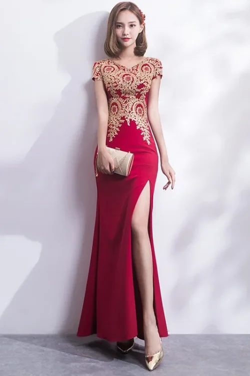 Kf Htb1bt5jtmrqk1rjszk9q6xyypxan 2018 Embroidery Cheongsam Long Traditional Chinese Vintage Dress Red Mermaid Wedding Gown Sexy Split Qipao Dresses Embroidery Cheongsam Long Traditional Chinese Vintage Dress Red Mermaid Wedding Gown Sexy Split Qipao Dresses Modern