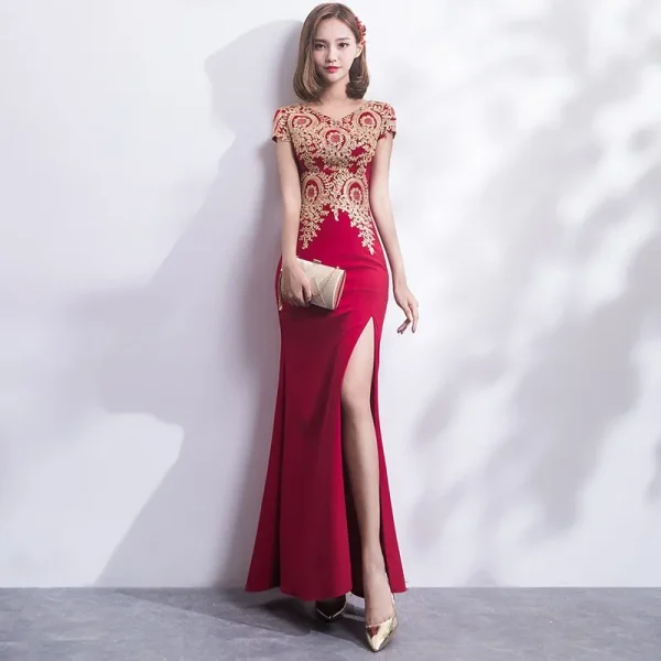 Kf Htb1bt5jtmrqk1rjszk9q6xyypxan 2018 Embroidery Cheongsam Long Traditional Chinese Vintage Dress Red Mermaid Wedding Gown Sexy Split Qipao Dresses Embroidery Cheongsam Long Traditional Chinese Vintage Dress Red Mermaid Wedding Gown Sexy Split Qipao Dresses Modern