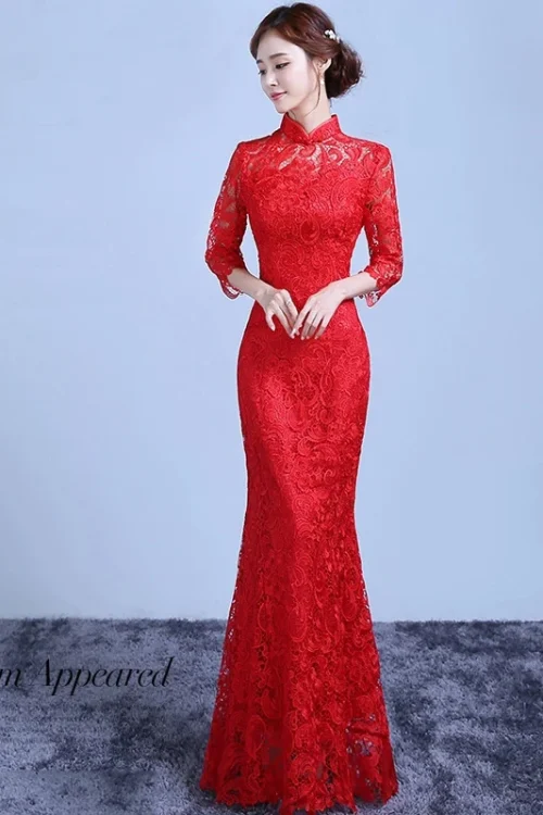 Kf Htb1cc9xs7vok1rjszfdq6xy3pxa2 Red Lace Bride Long Cheongsam Chinese Traditional Dress Vintage Hollow Modern Wedding Qi Pao Vestido Oriental Red Lace Bride Long Cheongsam Chinese Traditional Dress Vintage Hollow Modern Wedding Qi Pao Vestido Oriental Mermaid Dresses