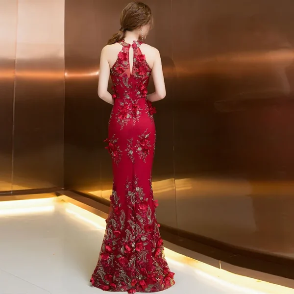 Kf Htb1 9i6bnjxk1rjy0fnq6ybafxan Red Mermaid Evening Dresses Halter Sleeveless Long Formal Party Dresses 3d Lace Embroider Floor Length Trumpet Red Mermaid Evening Dresses Halter Sleeveless Long Formal Party Dresses 3D Lace Embroider Floor Length Trumpet Evening Dresses