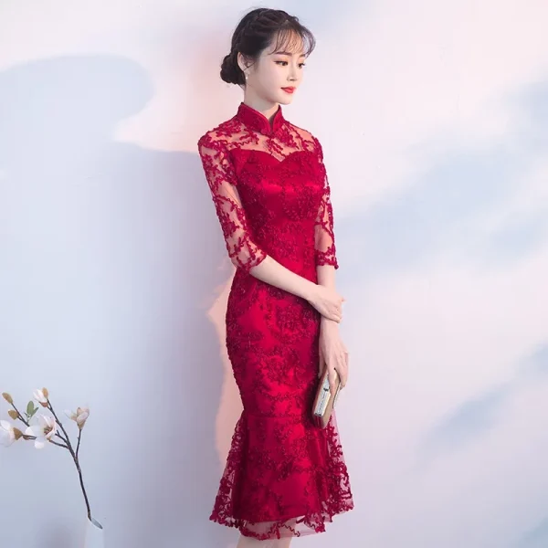 Kf Htb1 Ftla56guurjy0fmq6y0dxxac 2020 Red Chinese Wedding Dress Female Long Half Sleeve Cheongsam Slim Chinese Traditional Dress Women Qipao Red Chinese Wedding Dress Female Long Half Sleeve Cheongsam Slim Chinese Traditional Dress Women Qipao for Wedding Party