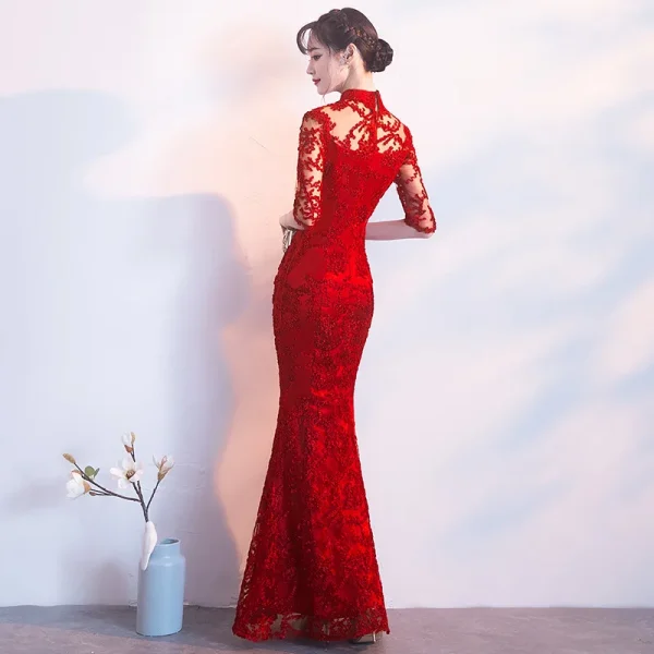 Kf Htb1wcywh29tbunjy0fcq6zeifxa7 2020 Red Chinese Wedding Dress Female Long Half Sleeve Cheongsam Slim Chinese Traditional Dress Women Qipao Red Chinese Wedding Dress Female Long Half Sleeve Cheongsam Slim Chinese Traditional Dress Women Qipao for Wedding Party