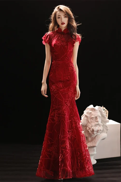 Kf Hab9e94f321f74eb4ba20f5920e211d06r Mandarin Collar Women Qipao Red Bridal Wedding Mermaid Dress Slim Elegant Cheongsam Vintage Button Big Size Mandarin Collar Women Qipao Red Bridal Wedding Mermaid Dress Slim Elegant Cheongsam Vintage Button Big Size 3XL Maxi Dress