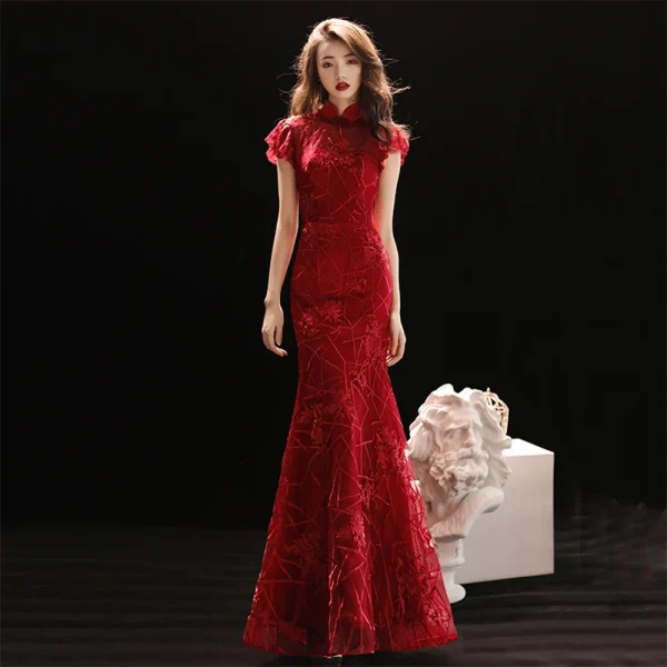 Kf Hab9e94f321f74eb4ba20f5920e211d06r Mandarin Collar Women Qipao Red Bridal Wedding Mermaid Dress Slim Elegant Cheongsam Vintage Button Big Size Mandarin Collar Women Qipao Red Bridal Wedding Mermaid Dress Slim Elegant Cheongsam Vintage Button Big Size 3XL Maxi Dress