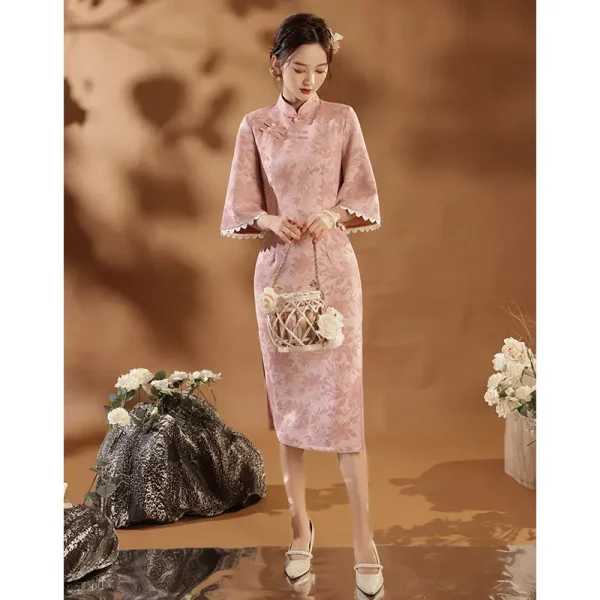 Kf Hbf52678085ee44cd9efa47d61d1bfa160 Pink Cheongsam Improved Autumn Style 2021 New Chinese Qipao Modern Young Girl Elegant Dress Winter Long Pink Cheongsam Improved Autumn Style New Chinese Qipao Modern Young Girl Elegant Dress Winter Long Sleeve