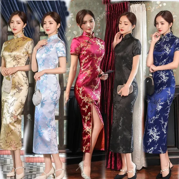 Kf Hc5648a0b9fe04439b0641c5e9b02eae6f Elegant New Brocade Satin Long Fork Cheongsam Chinese Classic Women S Qipao Short Sleeve Sexy Wedding Elegant New Brocade Satin Long Fork Cheongsam Chinese Classic Women's Qipao Short Sleeve Sexy Wedding Evening Party Dress 4XL