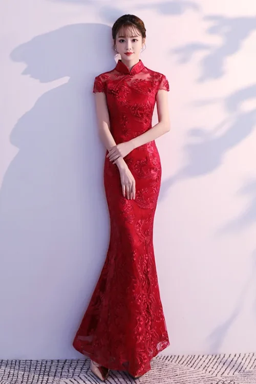 Kf Hc95c6a2dd08a4f9d9bfee43027d292a91 Lace Mermaid Chinese Style Lady Cheongsam Long Tight Elegant Dress Big Size 3xl Vestidso Vintage Red Lace Mermaid Chinese Style Lady Cheongsam Long Tight Elegant Dress Big Size 3XL Vestidso Vintage Red Bride Wedding Qipao