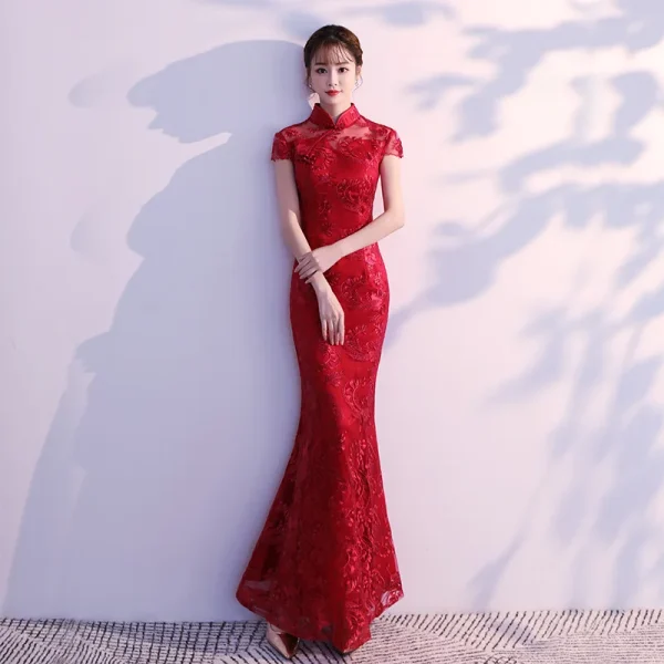 Kf Hc95c6a2dd08a4f9d9bfee43027d292a91 Lace Mermaid Chinese Style Lady Cheongsam Long Tight Elegant Dress Big Size 3xl Vestidso Vintage Red Lace Mermaid Chinese Style Lady Cheongsam Long Tight Elegant Dress Big Size 3XL Vestidso Vintage Red Bride Wedding Qipao