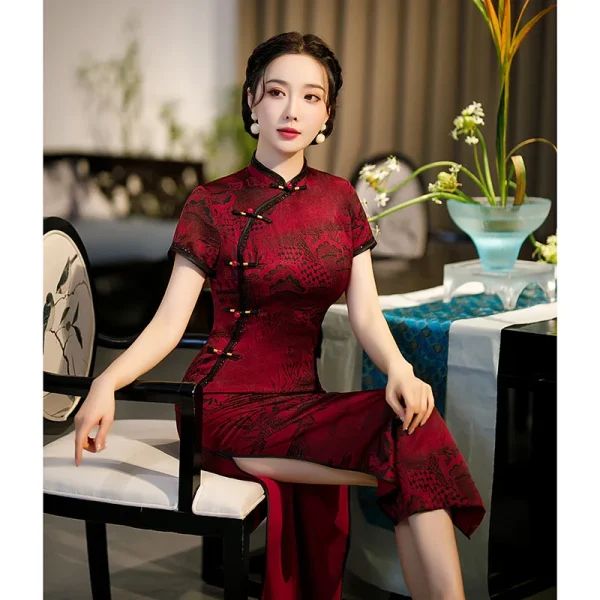 Kf Hdd2bed7581884ac49d61e5f53ee9c8849 Print Leaf Vintage Button Chinese Women Classic Cheongsam Sexy Slim Long Evening Dress Summer Vestidos Mandarin Print Leaf Vintage Button Chinese Women Classic Cheongsam Sexy Slim Long Evening Dress Summer Vestidos Mandarin Collar Qipao