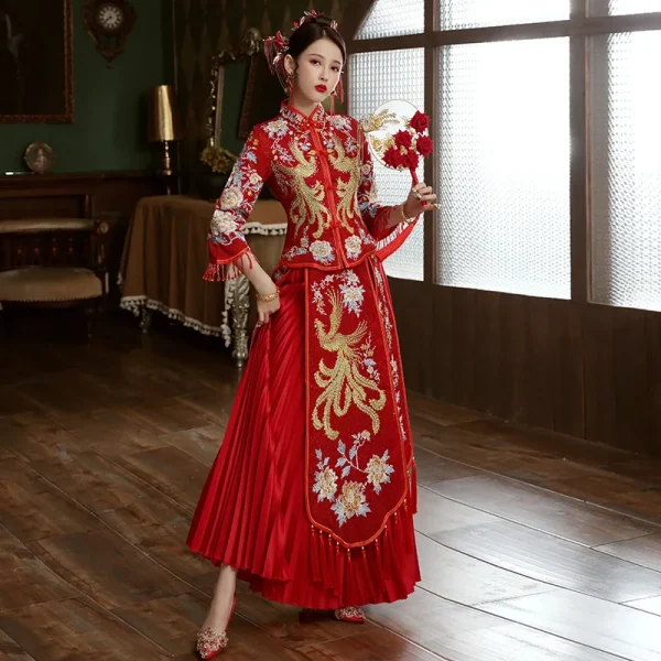 Kf Hde83bc45af7242fe98e96fab5682ddd5z Red Size 4xl 5xl 6xl Bride Dress Wedding Dress Retro Dress Chinese Cheongsam Dress The Bride Red Size 4XL 5XL 6XL Bride Dress Wedding Dress Retro Dress Chinese Cheongsam Dress The Bride Toast Clothing Long Section