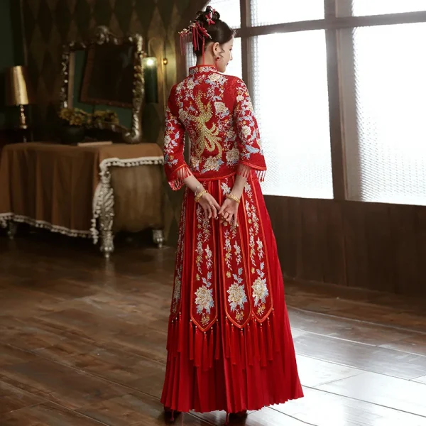 Kf Hec3243e0bbbd494ba9abab25825cde89e Red Size 4xl 5xl 6xl Bride Dress Wedding Dress Retro Dress Chinese Cheongsam Dress The Bride Red Size 4XL 5XL 6XL Bride Dress Wedding Dress Retro Dress Chinese Cheongsam Dress The Bride Toast Clothing Long Section