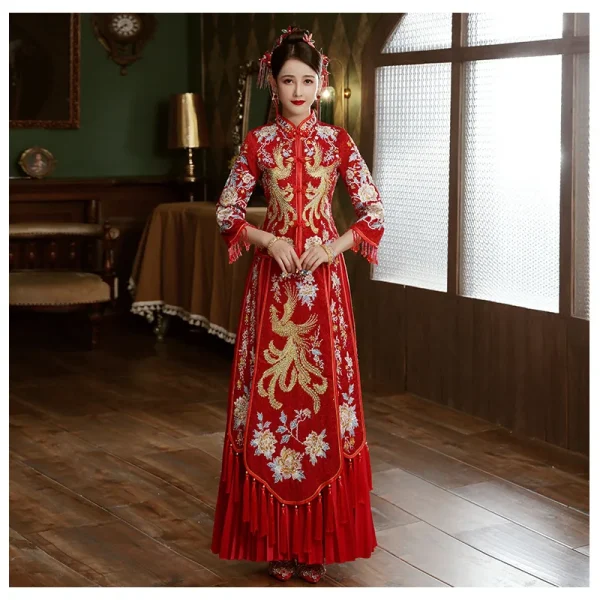 Kf Hed6ecc27d8bf4e46b4545d25a6b055e90 Red Size 4xl 5xl 6xl Bride Dress Wedding Dress Retro Dress Chinese Cheongsam Dress The Bride Red Size 4XL 5XL 6XL Bride Dress Wedding Dress Retro Dress Chinese Cheongsam Dress The Bride Toast Clothing Long Section