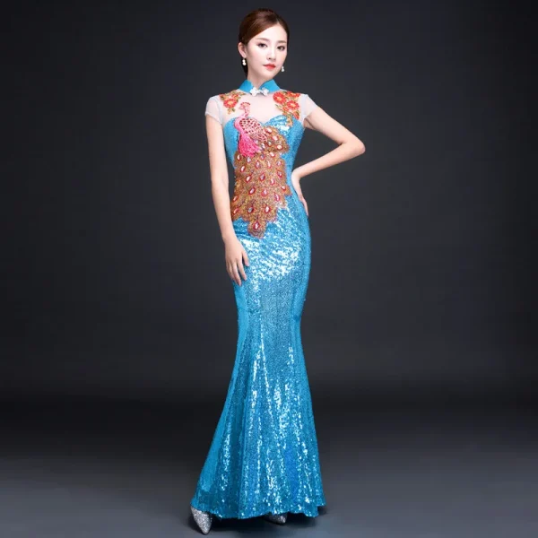 Kf S000a675357a44276bfb36c7c88e8dd1bp Red Sequin Dress Cheongsam Oriental Womens Wedding Short Sleeve Party Qipao Chinese Style Elegant Long Robe Red Sequin Dress Cheongsam Oriental Womens Wedding Short Sleeve Party Qipao Chinese Style Elegant Long Robe Clothes Vestido