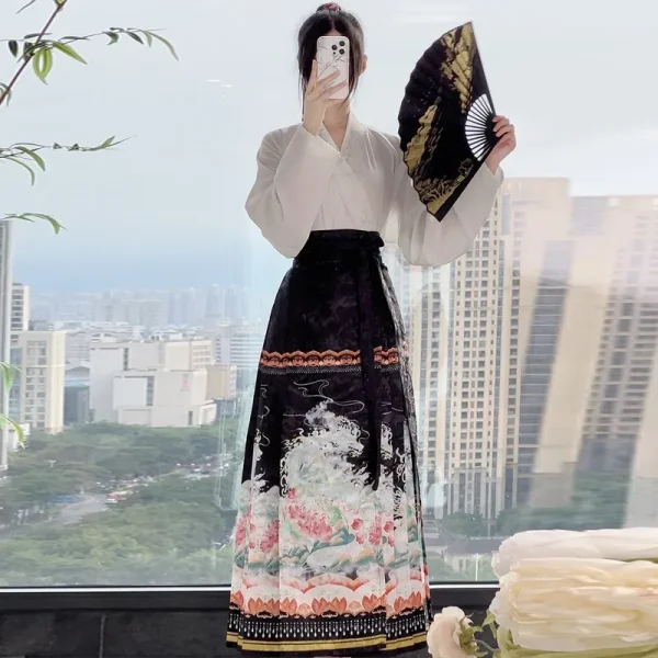 Kf S001d661745814587b90ef049ed42b94d8 Hanfu Women S New Chinese Style Improved Horse Face Skirt Daily Commuter Cross Collar Top Mamianqun Hanfu Women's New Chinese Style Improved Horse Face Skirt Daily Commuter Cross Collar Top Mamianqun Set Traditional Clothing