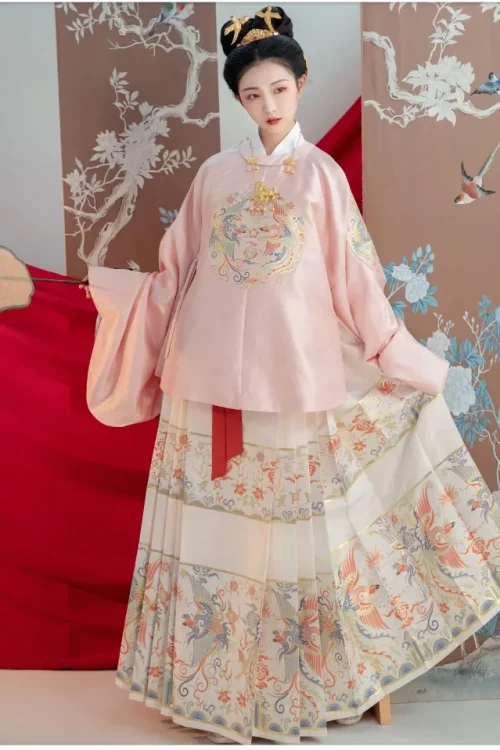 Kf S03e8dbd0850248edb3cc7057a2a1f941f Original Ming Dynasty Wedding Dress Women Round Neck Big Sleeve Blouse Top Imitation Makeup Flower Horse Original Ming Dynasty Wedding Dress Women Round Neck Big Sleeve Blouse Top Imitation Makeup Flower Horse Face Skirt Hanfu Suit