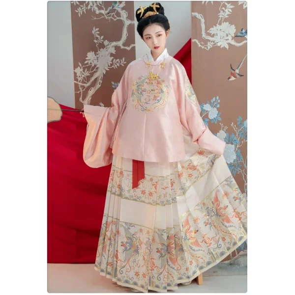 Kf S03e8dbd0850248edb3cc7057a2a1f941f Original Ming Dynasty Wedding Dress Women Round Neck Big Sleeve Blouse Top Imitation Makeup Flower Horse Original Ming Dynasty Wedding Dress Women Round Neck Big Sleeve Blouse Top Imitation Makeup Flower Horse Face Skirt Hanfu Suit