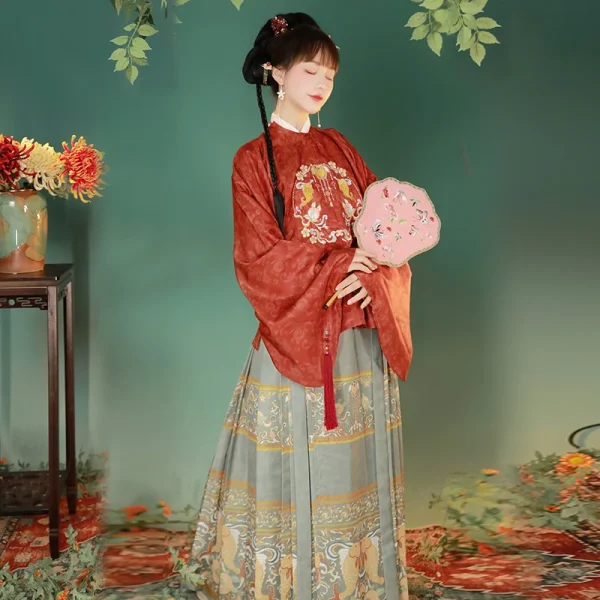 Kf S03f763fa72c64beeb6094dbd6d654ed5u Original Chinese Traditional Hanfu Female Ming Dynasty Crew Neck Embroidered Bijia Horse Face Pony Skirt Daily Original Chinese Traditional Hanfu Female Ming Dynasty Crew Neck Embroidered Bijia Horse Face Pony Skirt Daily Fall Winter Set