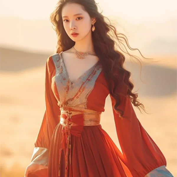 Kf S0499e279d4f34465af107caa614e4e88u Ancient Costume Wide Sleeve Fairy Dress Song Dynasty Hanfu Female Adult Modified Version Of Red Thin Ancient costume wide sleeve fairy dress Song dynasty Hanfu female adult modified version of red thin